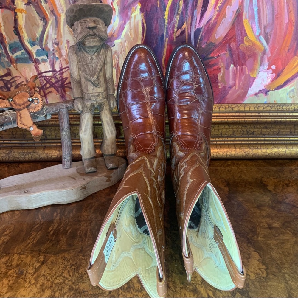 VERY RARE VINTAGE NOCONA ALLIGATOR COWBOY BOOTS - Picture 7 of 10